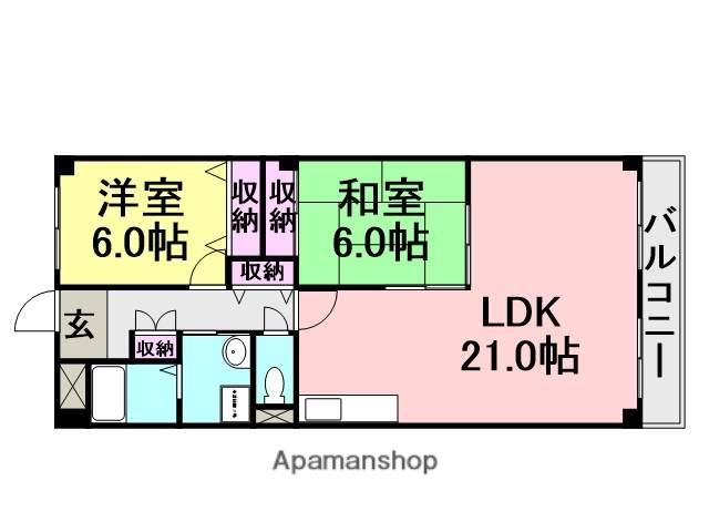 エクセレント南武庫之荘(2LDK/2階)の間取り写真