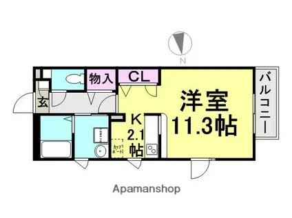 DAIKENN武庫之荘ポルタA(1K/1階)の間取り写真