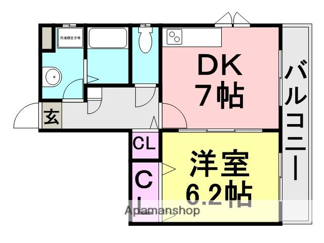 サウスコート(1DK/1階)の間取り写真