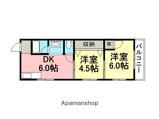 浅堀マンション(2DK/2階)の間取り写真