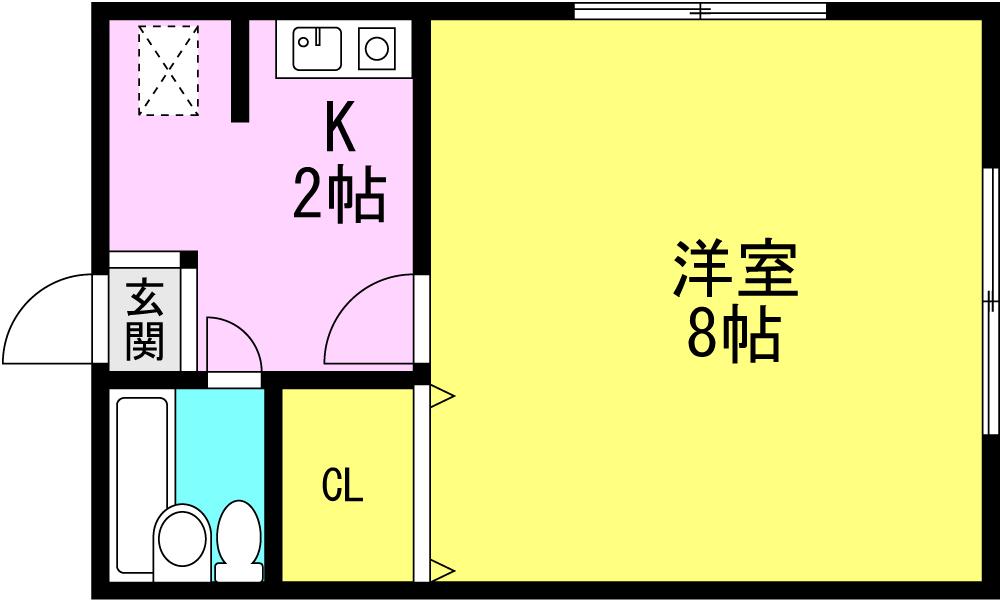 エレガンス(1K/2階)の間取り写真