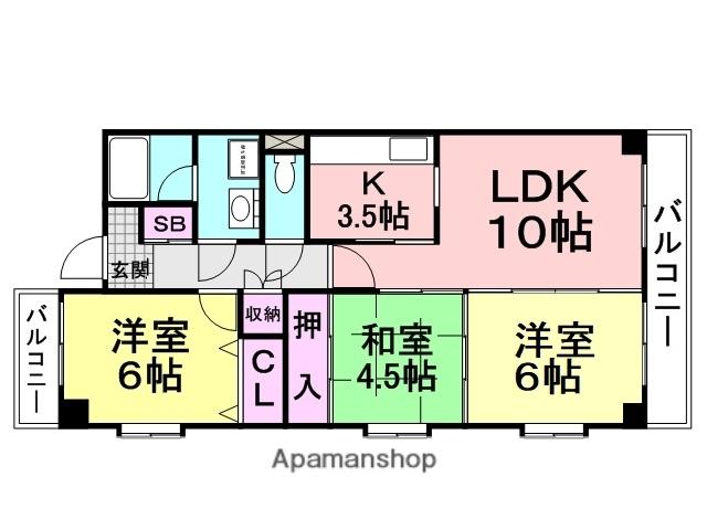 エスペラース南塚口(3LDK/4階)の間取り写真