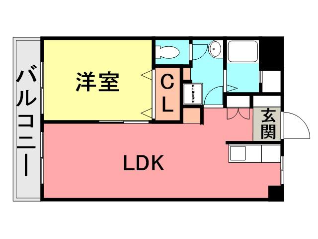 浜田パークハイツ(1LDK/2階)の間取り写真