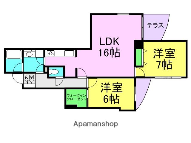 ミルプラトー甲子園(2LDK/1階)の間取り写真