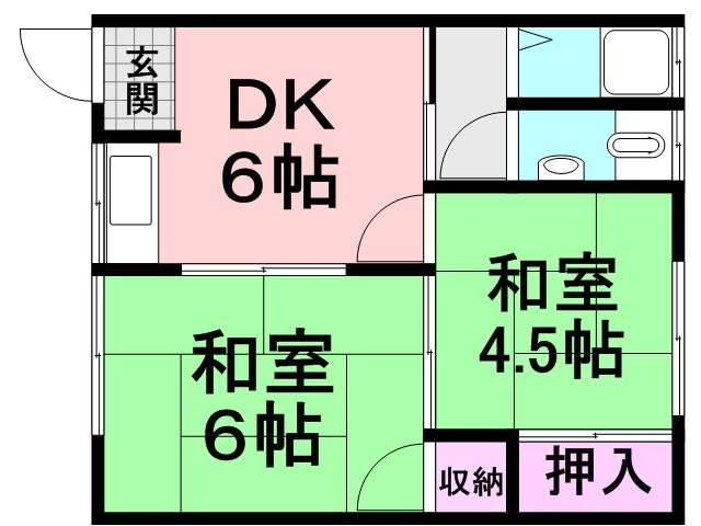 西中コーポ(2DK/1階)の間取り写真