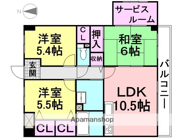 グランド-ル園田(3SLDK/3階)の間取り写真