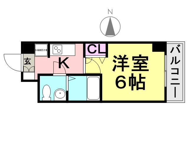 アリビオ立花1(1K/3階)の間取り写真