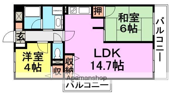 エムグランツ二番館(2LDK/3階)の間取り写真