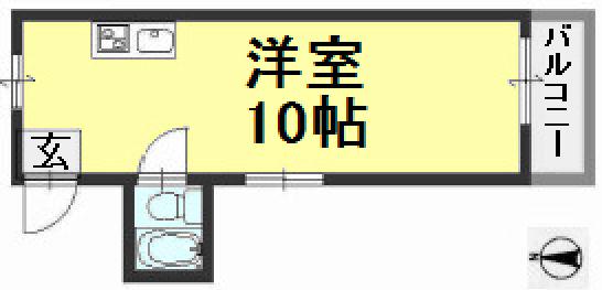 サニーハイツ(ワンルーム/2階)の間取り写真