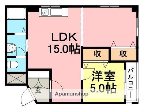 ハイツダイチョー(1LDK/3階)の間取り写真