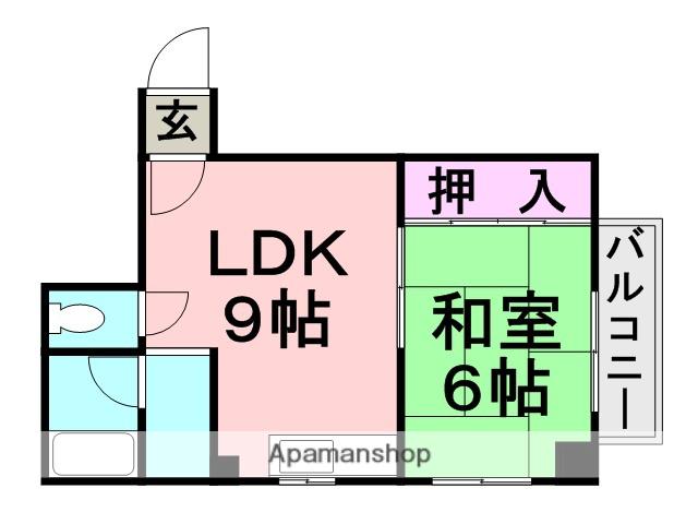 信濃マンション西立花(1LDK/3階)の間取り写真