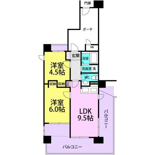 武庫川フレックス(2LDK/3階)の間取り写真