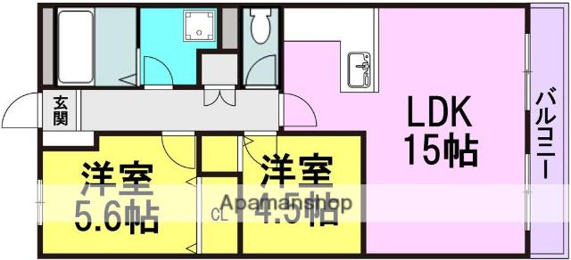 ハイム園田(2LDK/2階)の間取り写真