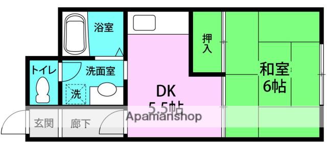 シードワン(1DK/2階)の間取り写真