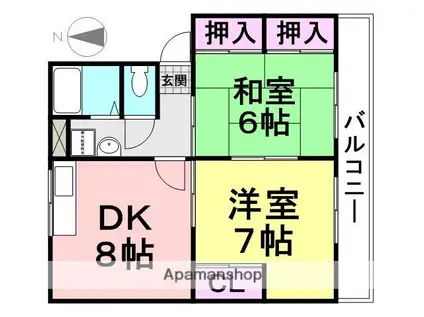 シティハイム橋本第6AP(2LDK/2階)の間取り写真