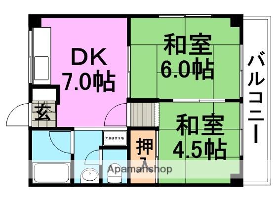 エメラルド武庫之荘(2DK/2階)の間取り写真