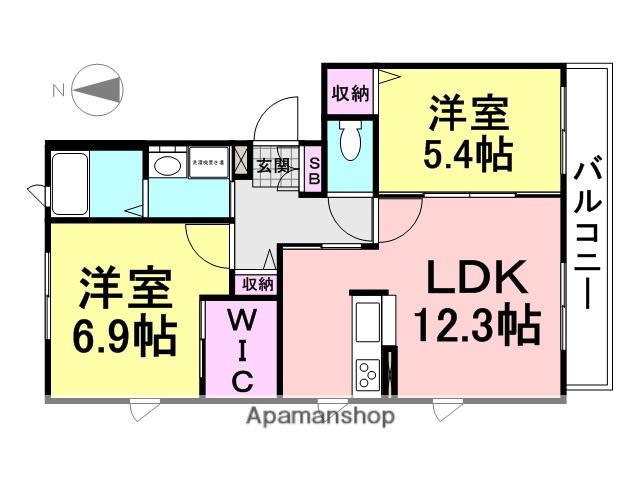 ル・シュマン塚口(2LDK/2階)の間取り写真