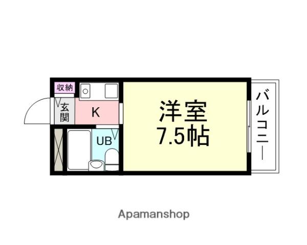 ジョイフル武庫之荘1(1K/4階)の間取り写真