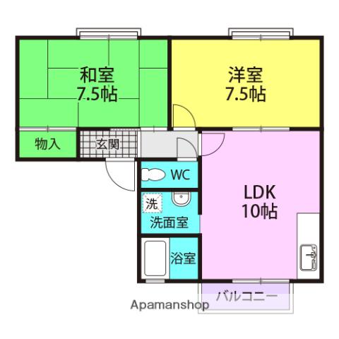 ルポゼ武庫之荘1・2(2LDK/1階)の間取り写真