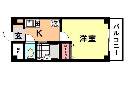 アクティ塚口(1K/4階)の間取り写真