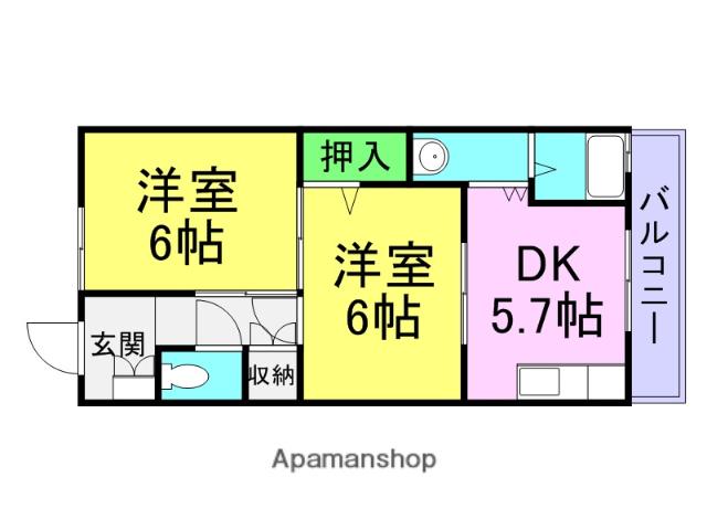 西宮グリーンハイツ1号館(2DK/1階)の間取り写真
