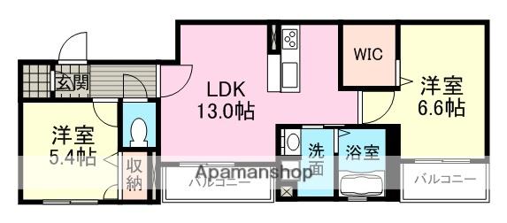 シャーメゾン常吉(2LDK/1階)の間取り写真