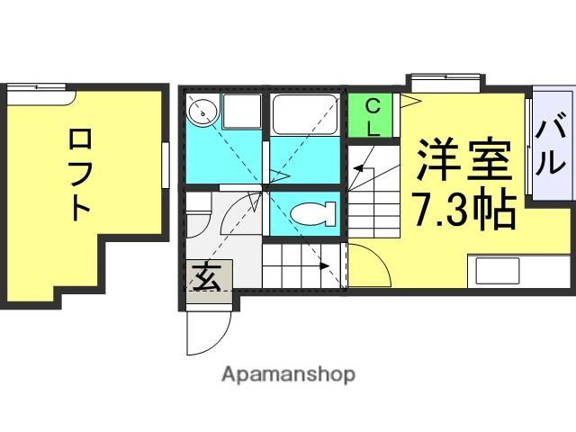 GEMINI(ワンルーム/1階)の間取り写真
