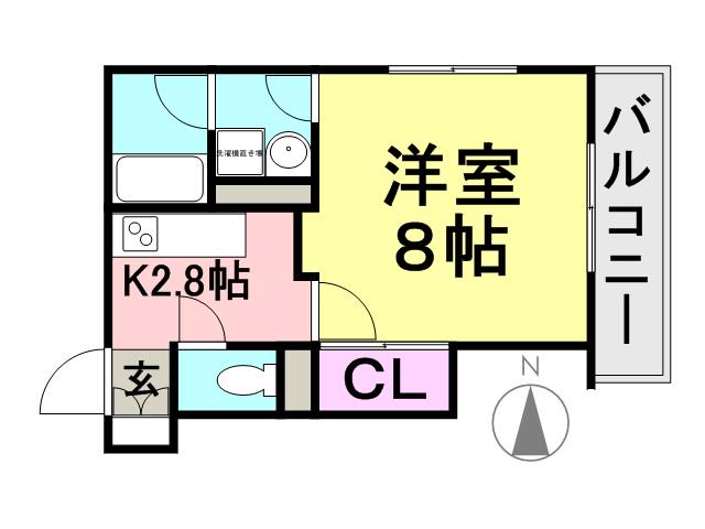 プレジール東難波(1K/2階)の間取り写真