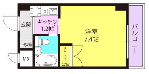 グランシャリオ南塚口(1K/4階)の間取り写真