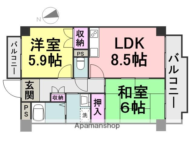 CRASIS昭和通(2LDK/2階)の間取り写真