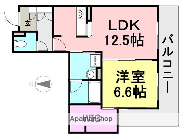 東海道本線 立花駅 徒歩8分 3階建 築8年(1LDK/1階)の間取り写真