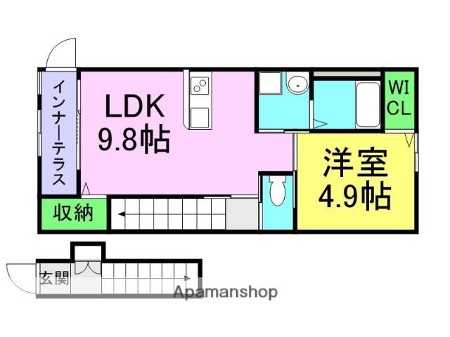 セントグレース武庫川(1LDK/2階)の間取り写真