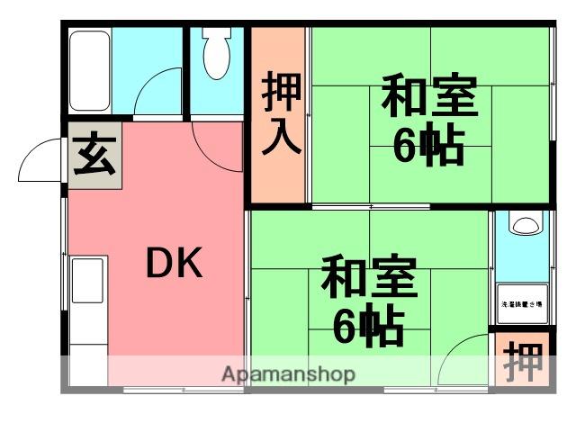 武庫川アパート(2DK/1階)の間取り写真