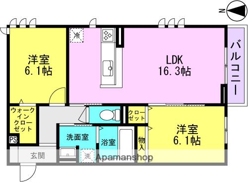 ルネ・ムーン(2LDK/1階)の間取り写真