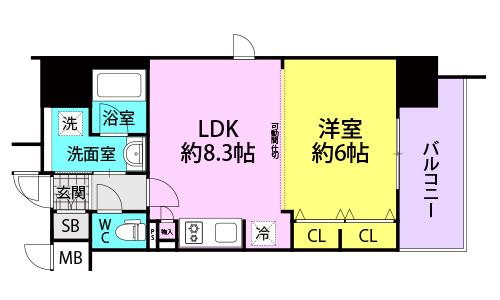 プレサンス昭和通ESRISE(1LDK/10階)の間取り写真