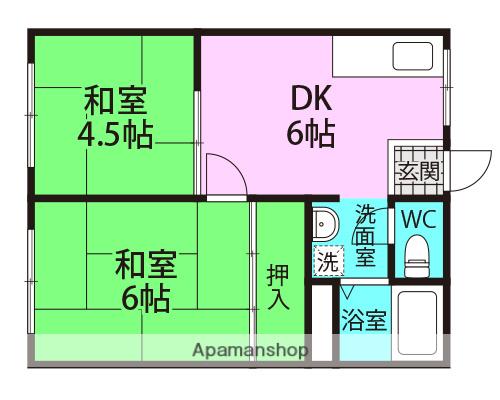 ハイツ橋本(2DK/1階)の間取り写真