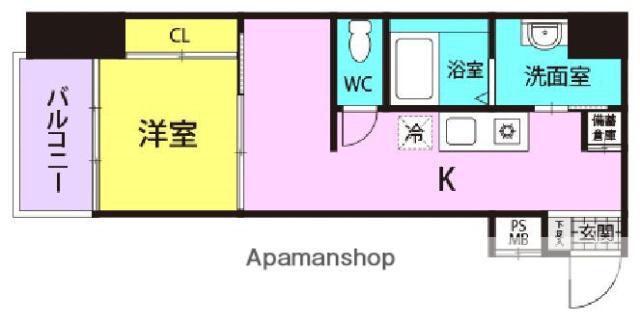 SAN MARINO尼崎(1K/9階)の間取り写真