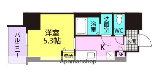 フォーリアライズ昭和南通1(1K/3階)の間取り写真