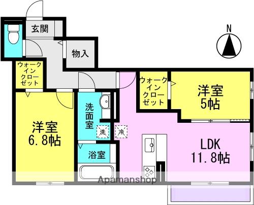 エテルノ塚口(2LDK/1階)の間取り写真