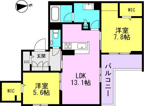 SHAMAISON YAHEI Ⅱ(2LDK/2階)の間取り写真