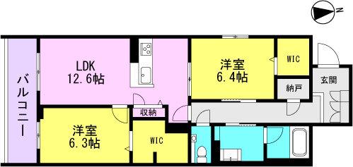 SHAMAISON YAHEI Ⅱ(2LDK/3階)の間取り写真