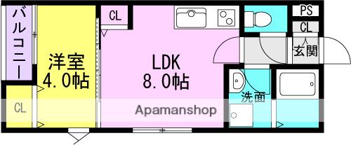 LA-CREA浜A棟(1LDK/1階)の間取り写真