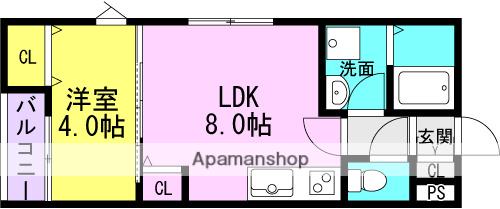 LA-CREA浜A棟(1LDK/3階)の間取り写真