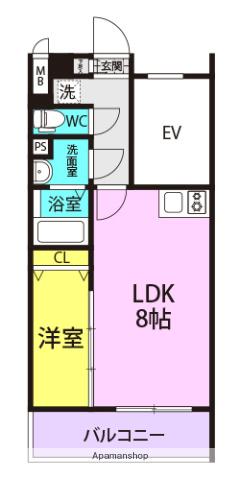 杭瀬本町1丁目PJ(1LDK/5階)の間取り写真