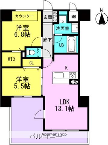 ティマー・レジデンシィ塚口(2LDK/8階)の間取り写真