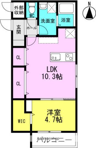 GLANZ COURT JOHN 立花町(1LDK/2階)の間取り写真