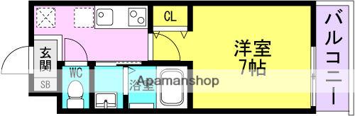 AILE南塚口Ⅴ(1K/1階)の間取り写真