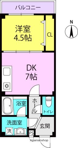 ネクステージ七松町(1DK/1階)の間取り写真