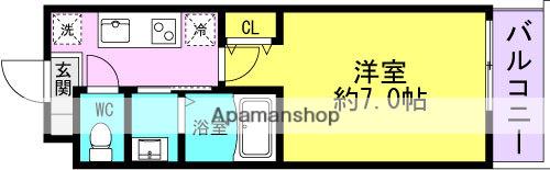 ROOST南武庫之荘(1K/1階)の間取り写真