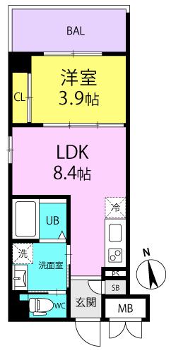 E-BONHEUR尼崎(1LDK/7階)の間取り写真